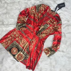 Red, Black & Gold Satin Pretty Little Thing Dress
